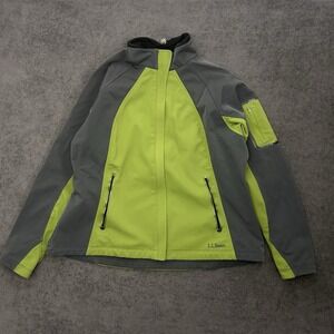 L.L. Bean Womens Soft Shell Jacket OAKMS Full Zip Green SizeXL Zipper Pockets